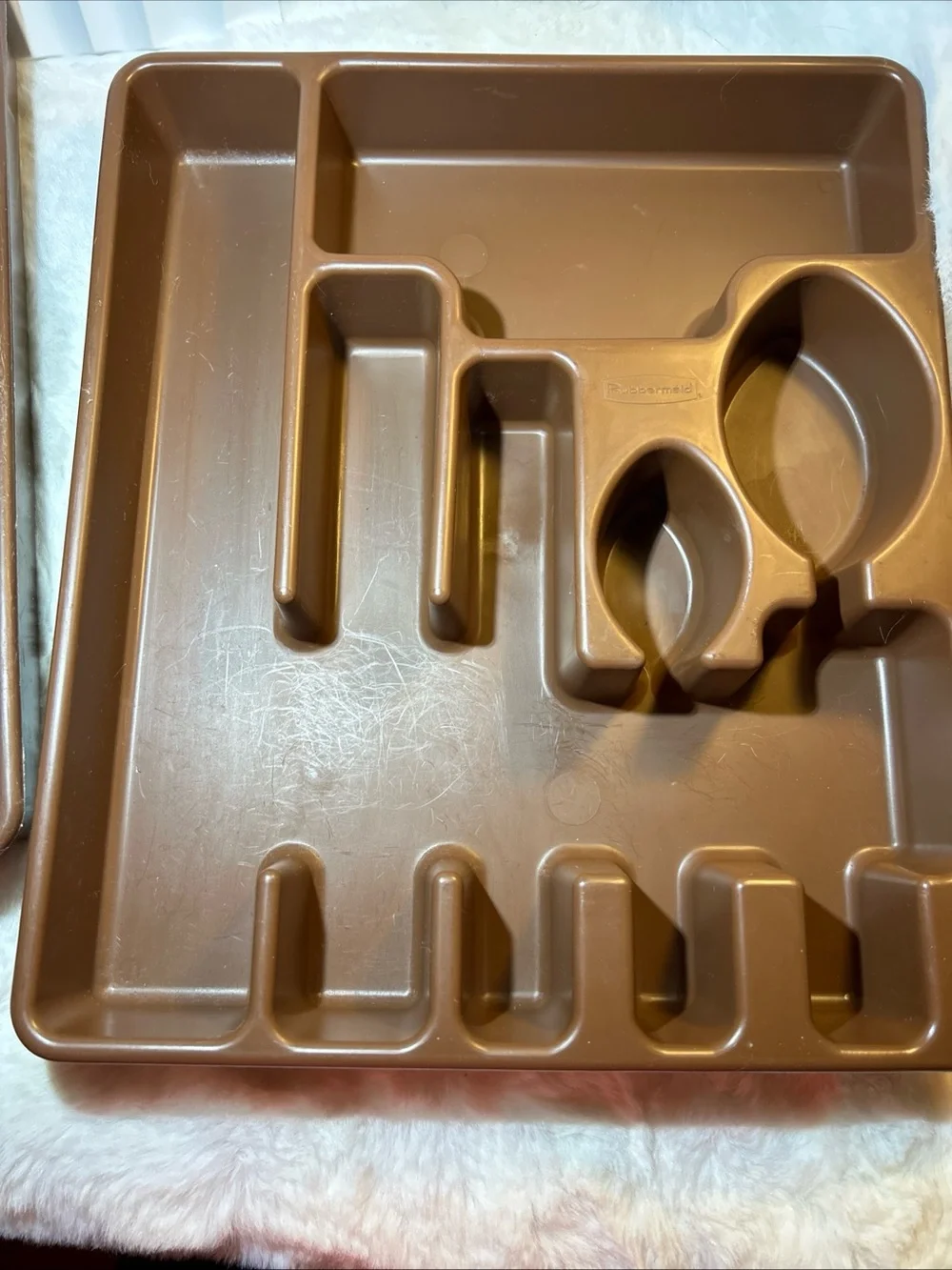 Lot 2 VTG RUBBERMAID #2922 &2921 SILVERWARE DRAWER ORGANIZER UTENSIL TRAY Brown